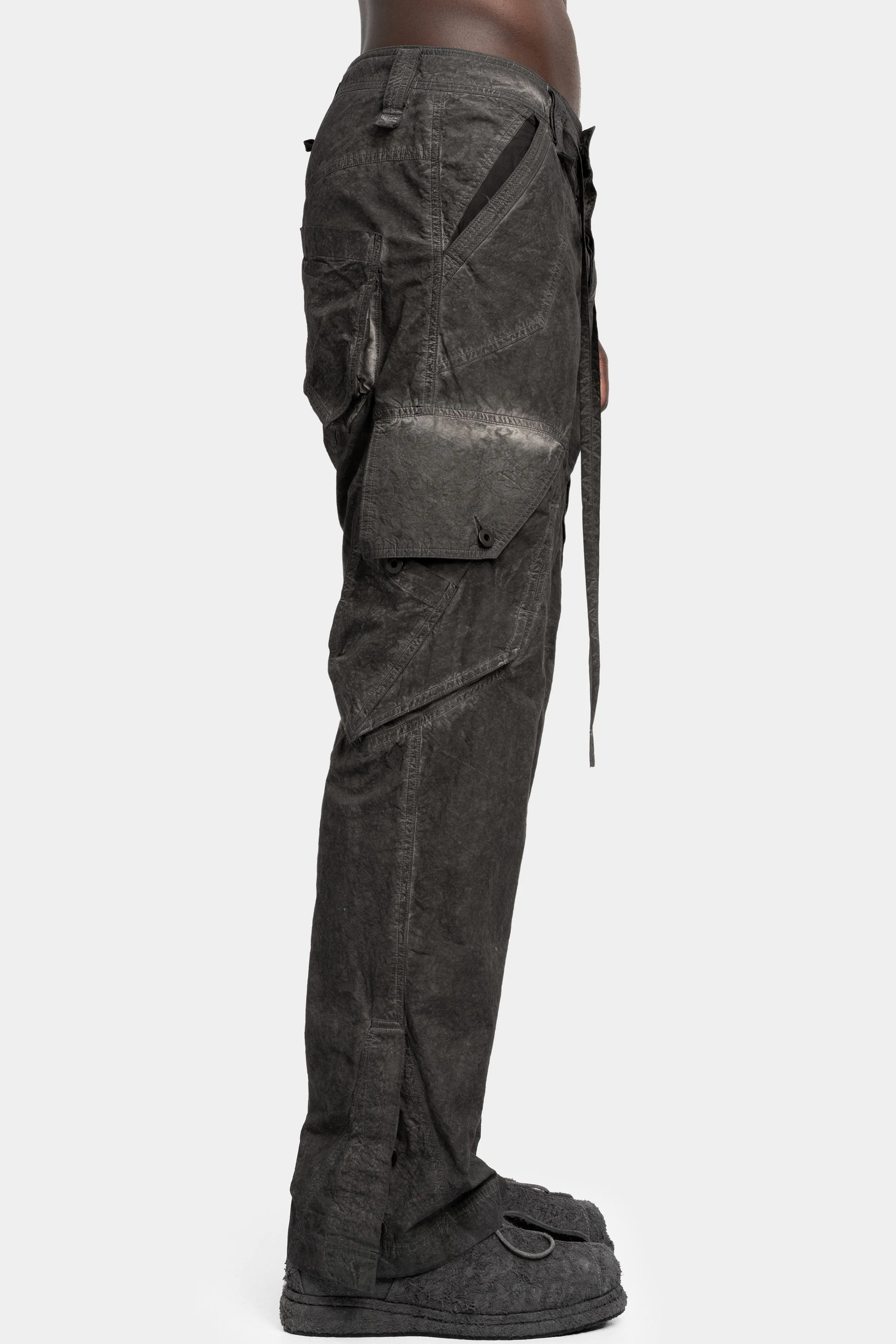 Typewriter cloth piece dyed cargo pants