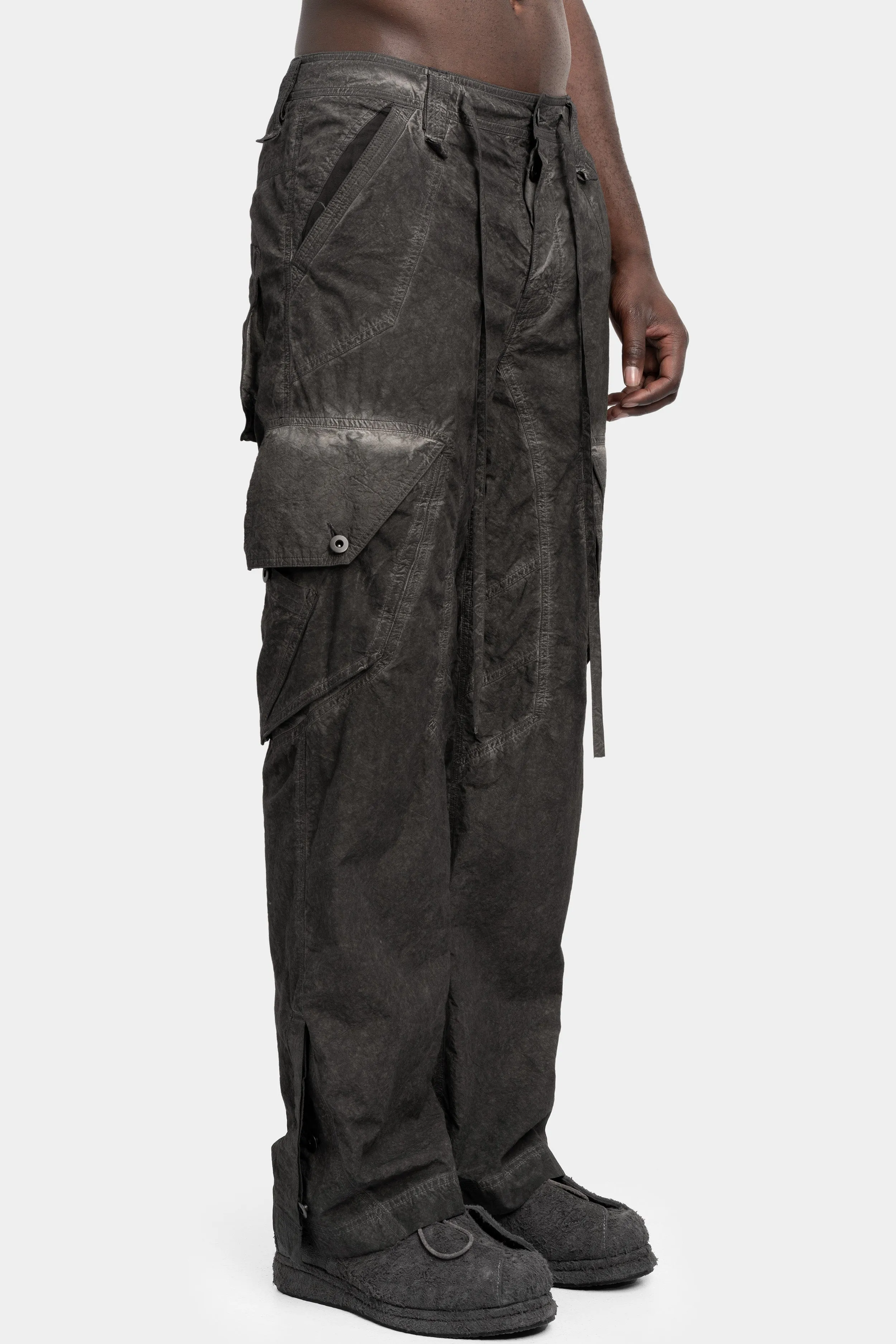 Typewriter cloth piece dyed cargo pants
