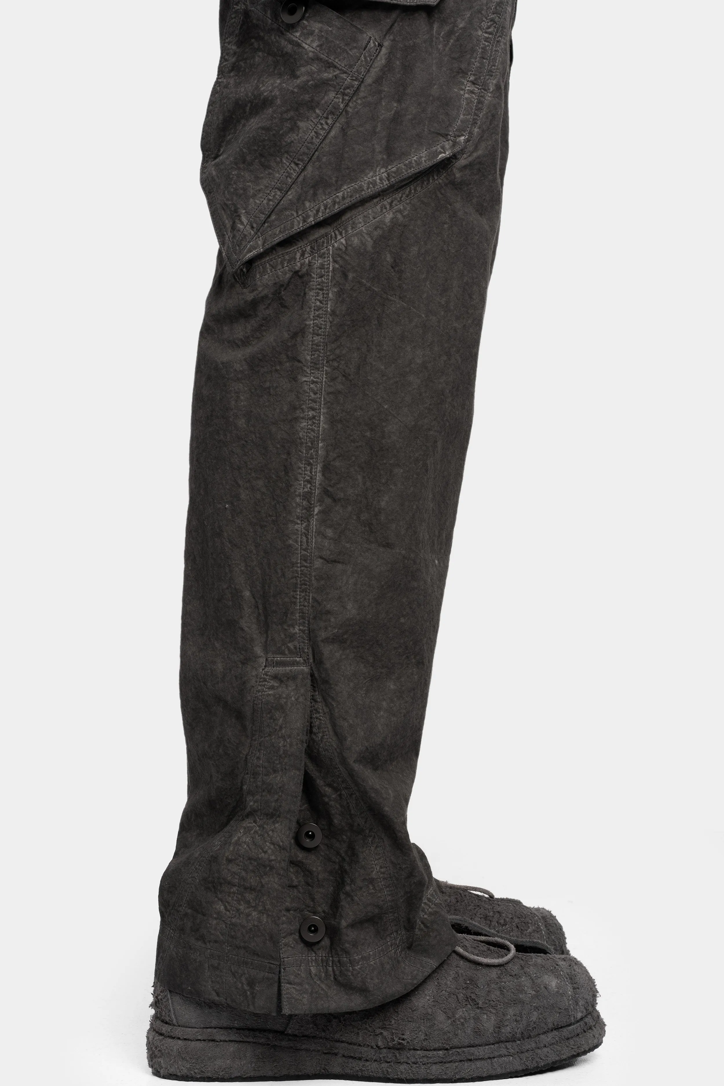 Typewriter cloth piece dyed cargo pants