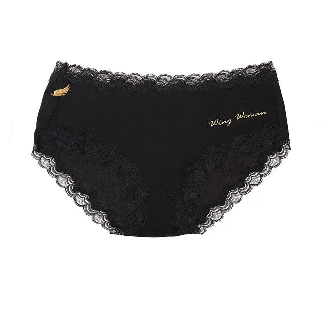 Uwila Warrior - "Wing Woman" Silk Panties Black
