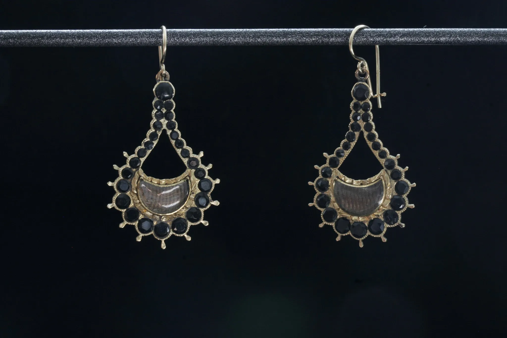 Victorian Jet and Hair Earrings