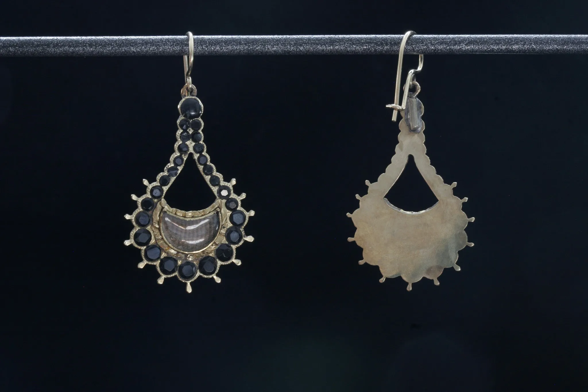 Victorian Jet and Hair Earrings