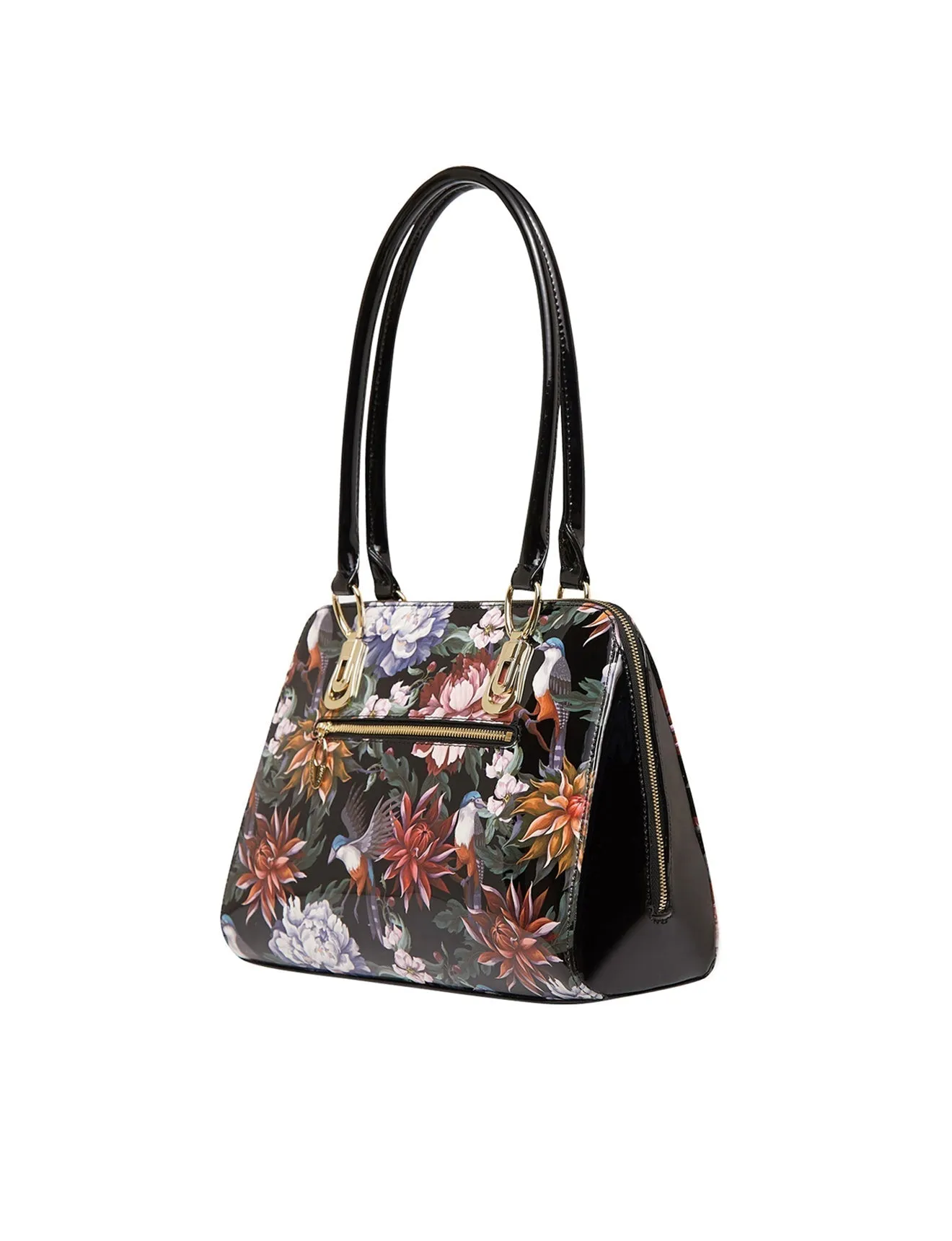 VINTAGE BIRD PATENT LEATHER HANDBAG- SN41-7573- SALE