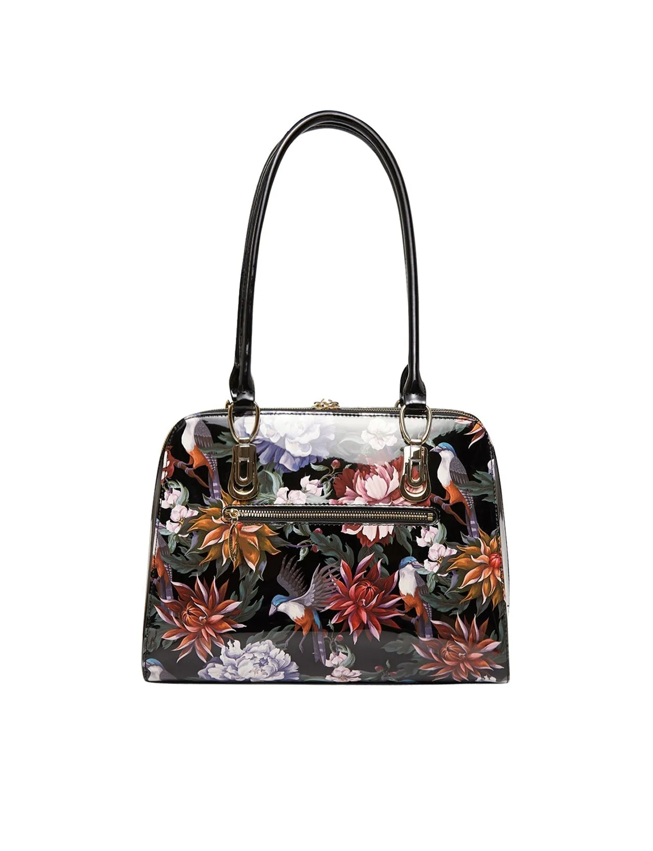 VINTAGE BIRD PATENT LEATHER HANDBAG- SN41-7573- SALE
