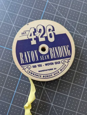 Vintage Lawrence Schiff Silk Mills 1/2 inch Rayon Seam Binding - Yellow