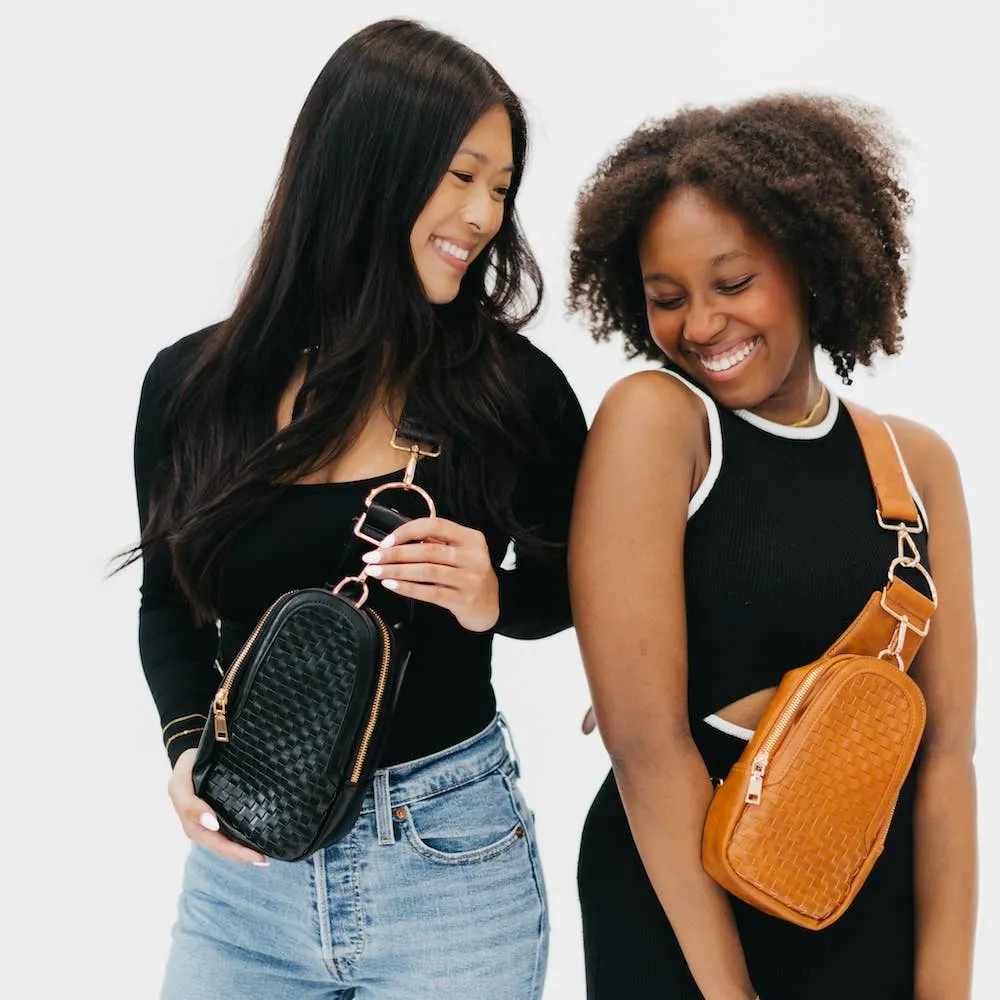 Waverly Woven Sling Bag (Free Strap Extender!): Black