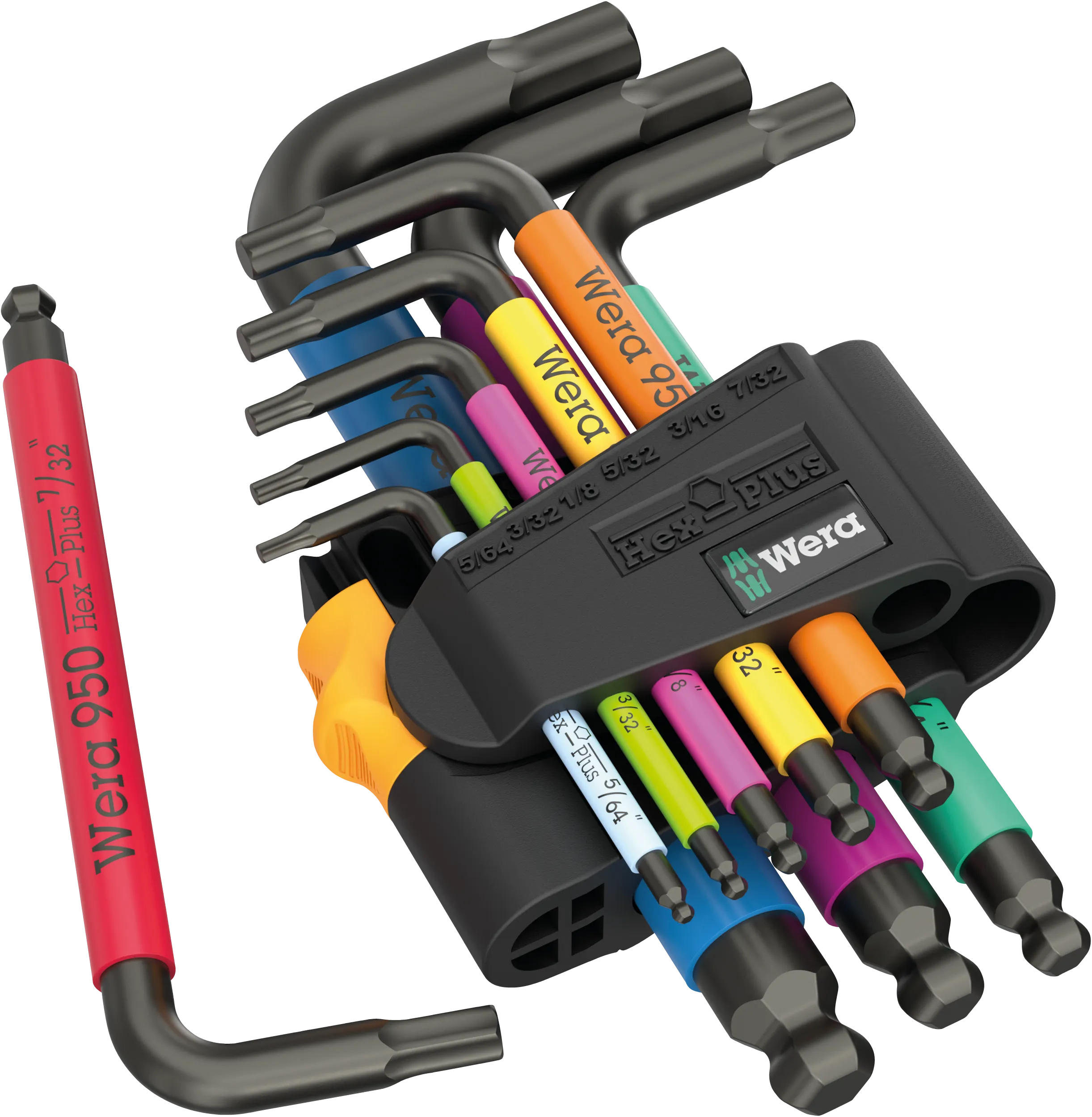 Wera 950/9 Spkl Hex-Plus Multicolour Imperial 3, L-Key Set Blacklaser 9pc, 05022641001