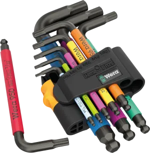 Wera 950/9 Spkl Hex-Plus Multicolour Imperial 3, L-Key Set Blacklaser 9pc, 05022641001