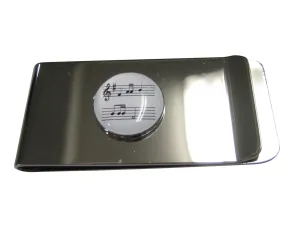 White Toned Circular Music Sheet Money Clip