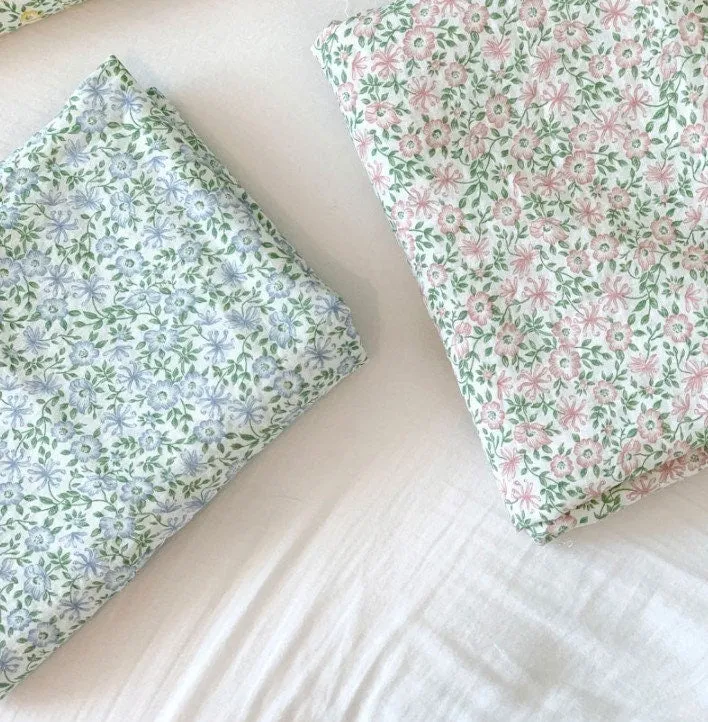 Wide Cotton-Linen Floral Fabric - Quality Korean Fabric - In Yellow, Purple, Pink or Blue - By the Yard /53658