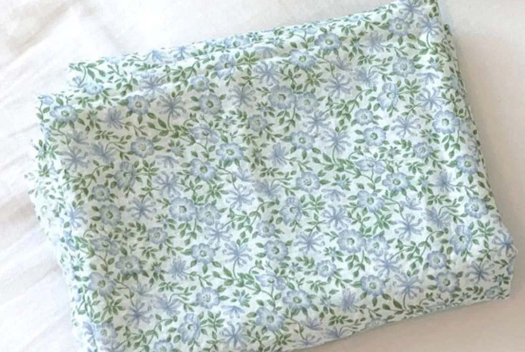 Wide Cotton-Linen Floral Fabric - Quality Korean Fabric - In Yellow, Purple, Pink or Blue - By the Yard /53658