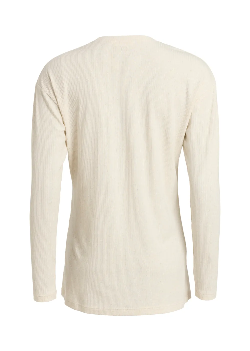 Wide Rib Long Tee MERCI - soft beige melange
